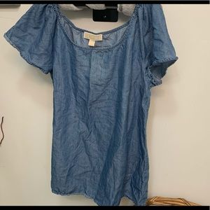 Michael kors open shoulder denim blouse XS